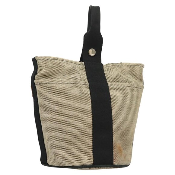 HERMES Saksaw PM Hand Bag Canvas Gray Auth BA3184 - Picture 1 of 16